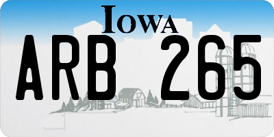 IA license plate ARB265