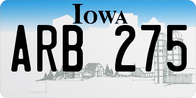 IA license plate ARB275