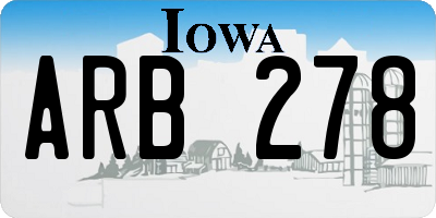 IA license plate ARB278