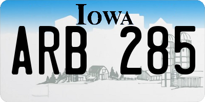 IA license plate ARB285