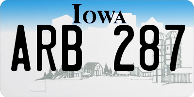 IA license plate ARB287