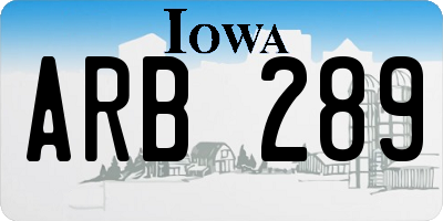 IA license plate ARB289