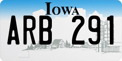 IA license plate ARB291