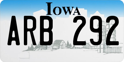 IA license plate ARB292