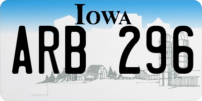 IA license plate ARB296
