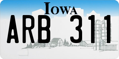 IA license plate ARB311
