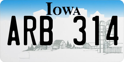 IA license plate ARB314