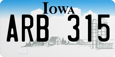 IA license plate ARB315