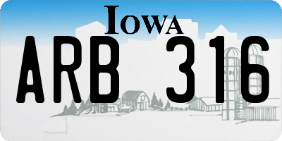 IA license plate ARB316