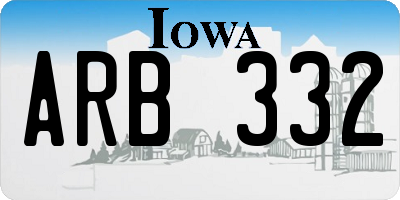 IA license plate ARB332