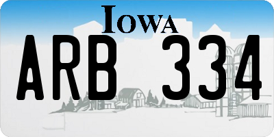 IA license plate ARB334