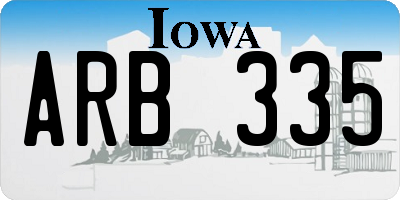 IA license plate ARB335