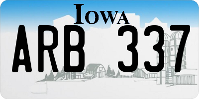 IA license plate ARB337