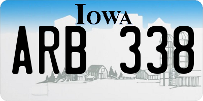 IA license plate ARB338