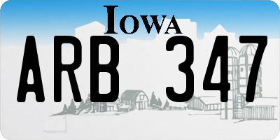 IA license plate ARB347