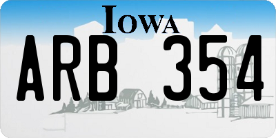 IA license plate ARB354