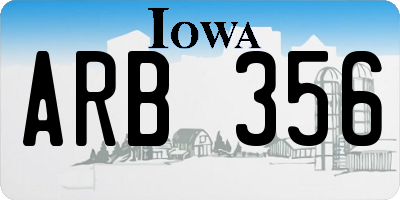 IA license plate ARB356