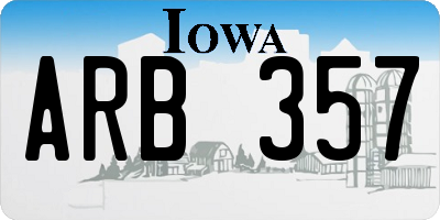 IA license plate ARB357