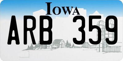 IA license plate ARB359