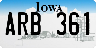 IA license plate ARB361
