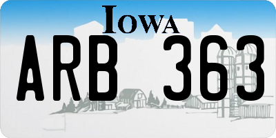 IA license plate ARB363
