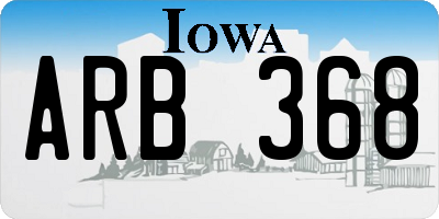 IA license plate ARB368