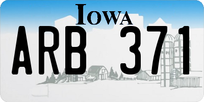 IA license plate ARB371