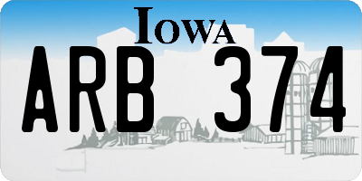 IA license plate ARB374