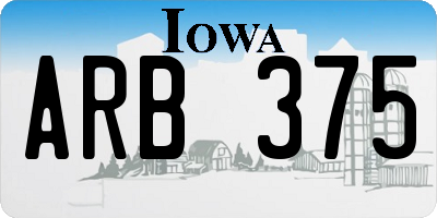 IA license plate ARB375
