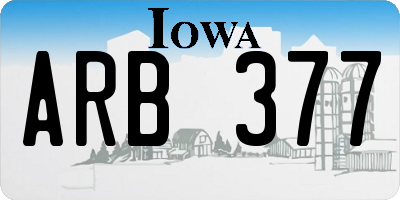 IA license plate ARB377