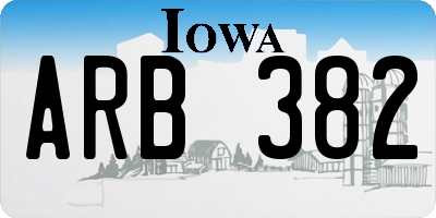 IA license plate ARB382