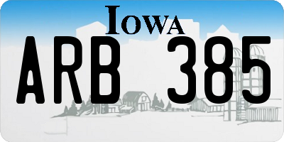 IA license plate ARB385