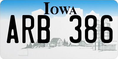 IA license plate ARB386