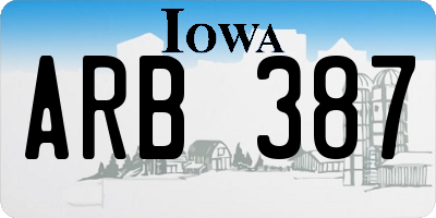 IA license plate ARB387
