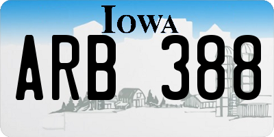 IA license plate ARB388