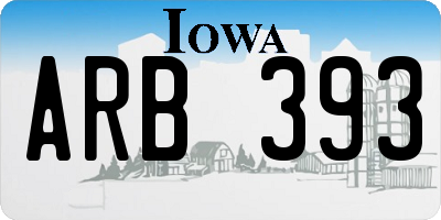 IA license plate ARB393