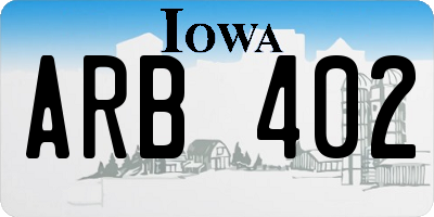 IA license plate ARB402