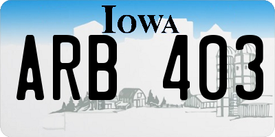 IA license plate ARB403