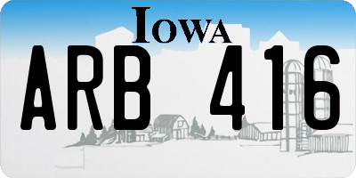 IA license plate ARB416
