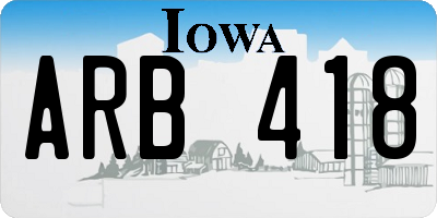 IA license plate ARB418
