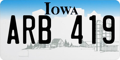 IA license plate ARB419