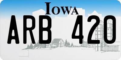 IA license plate ARB420