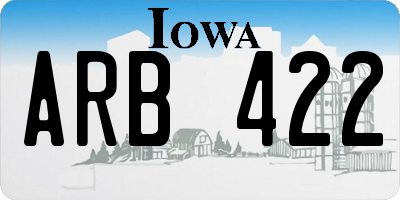 IA license plate ARB422