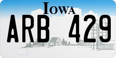 IA license plate ARB429