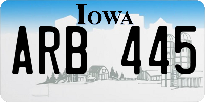 IA license plate ARB445