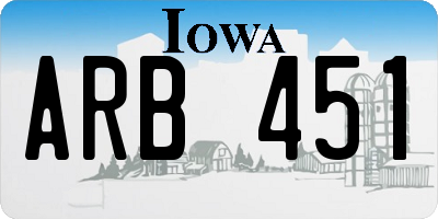 IA license plate ARB451
