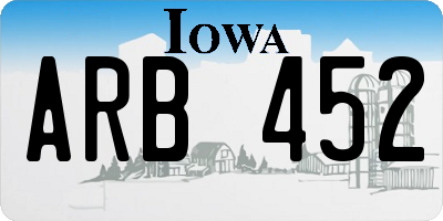 IA license plate ARB452