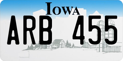 IA license plate ARB455