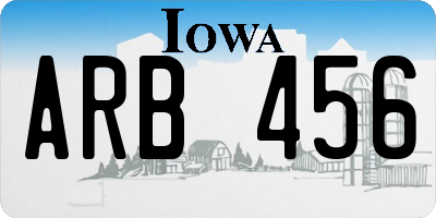 IA license plate ARB456
