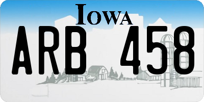 IA license plate ARB458